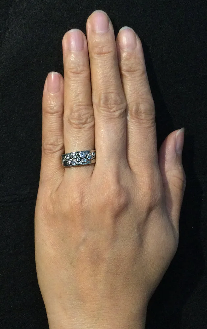 Narrow Diamond River Pebbles Ring in 14k white gold