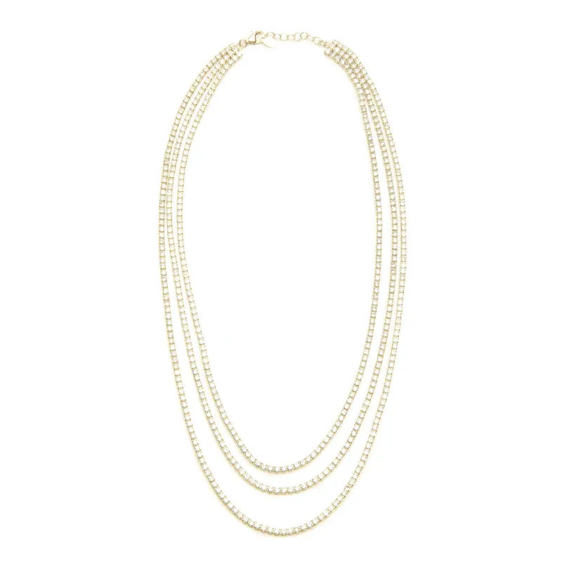 Nickho Rey - Tiered Tennis Necklace in Gold