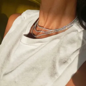 Nickho Rey - Tiered Tennis Necklace in Silver
