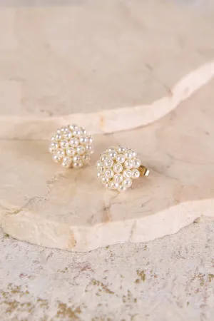 Pearl Cluster Earrings - White