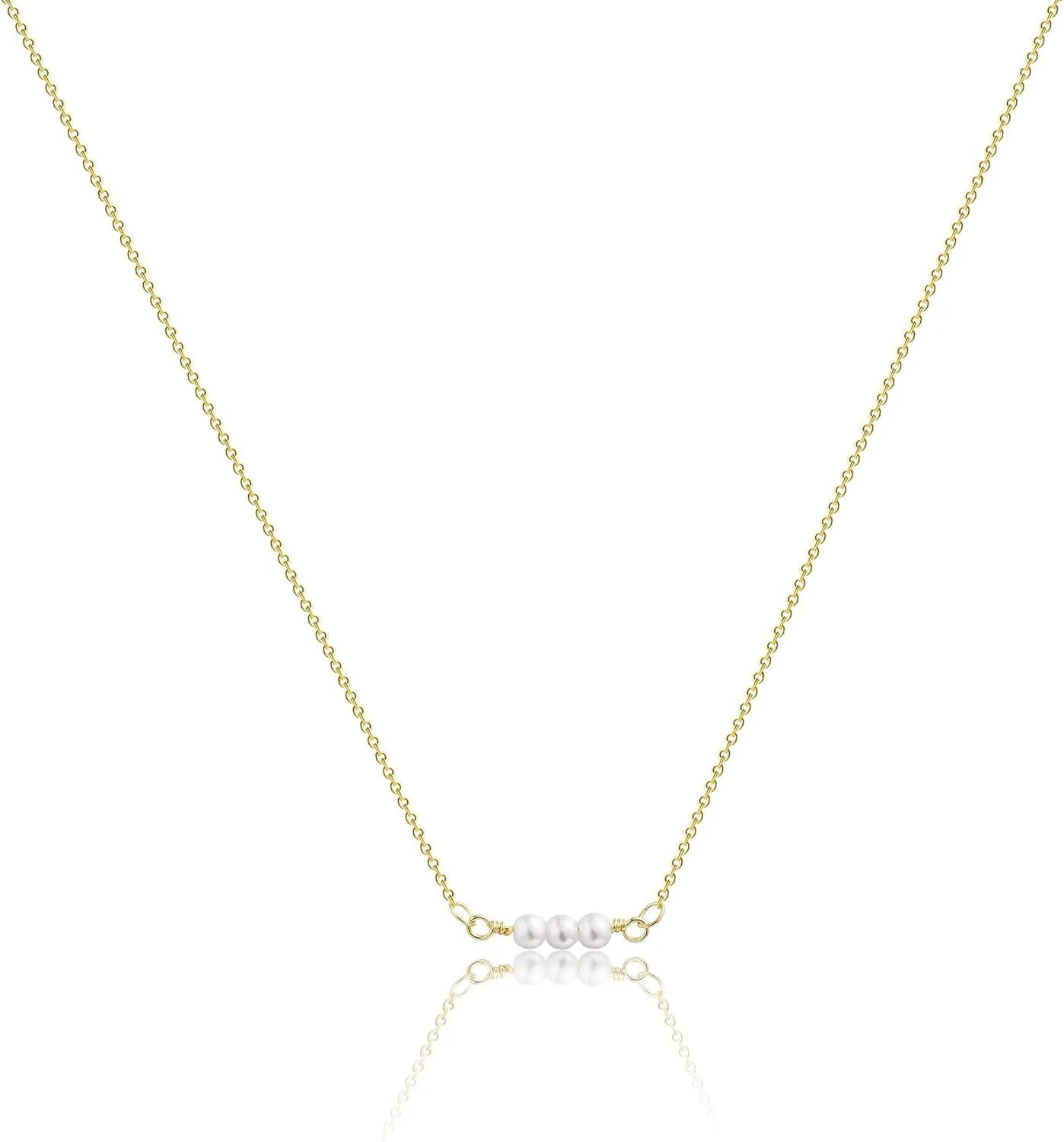 Pearl Necklace for Women 14K Gold Plated Handmade Freshwater Pearl Pendant Necklaces Everyday Jewelry