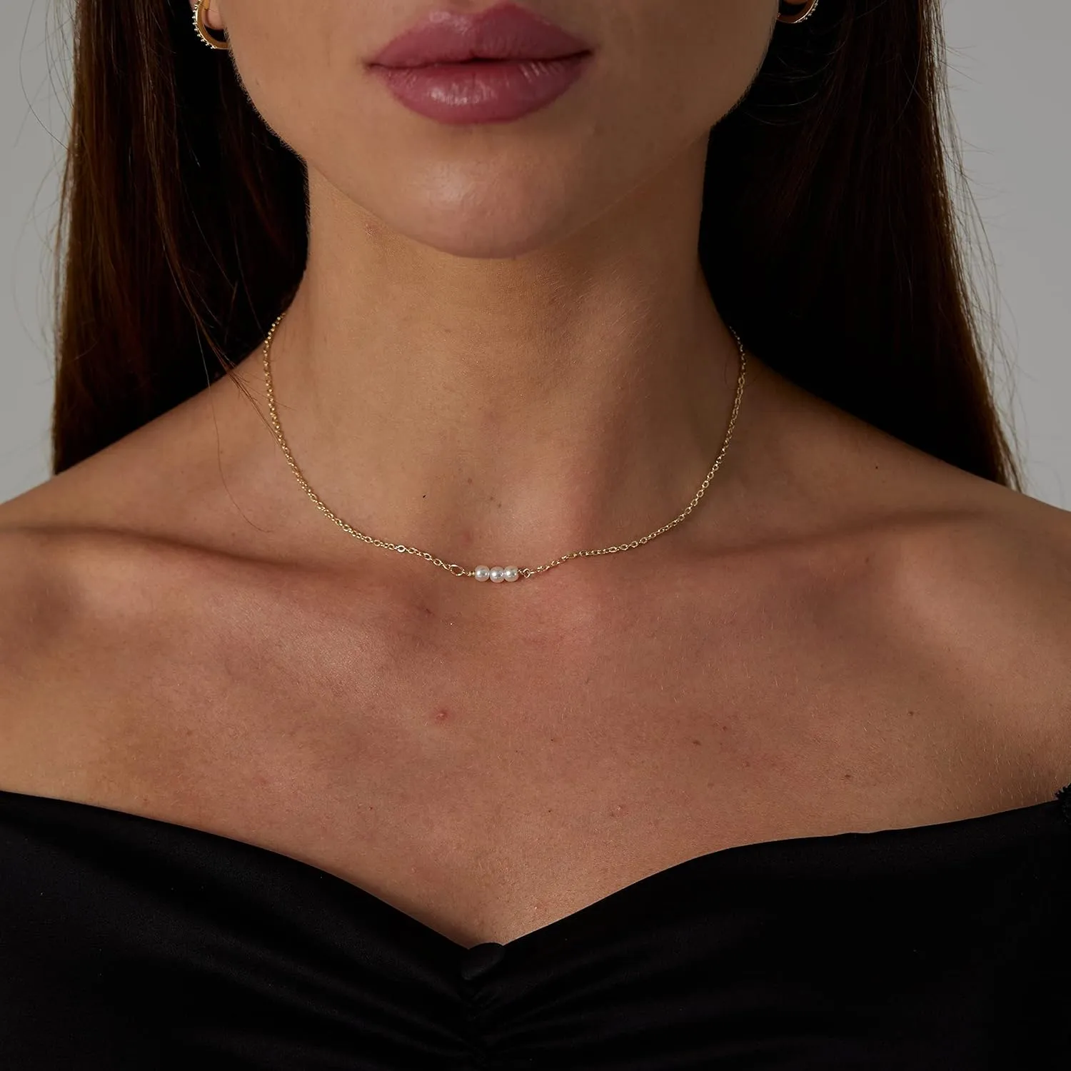 Pearl Necklace for Women 14K Gold Plated Handmade Freshwater Pearl Pendant Necklaces Everyday Jewelry