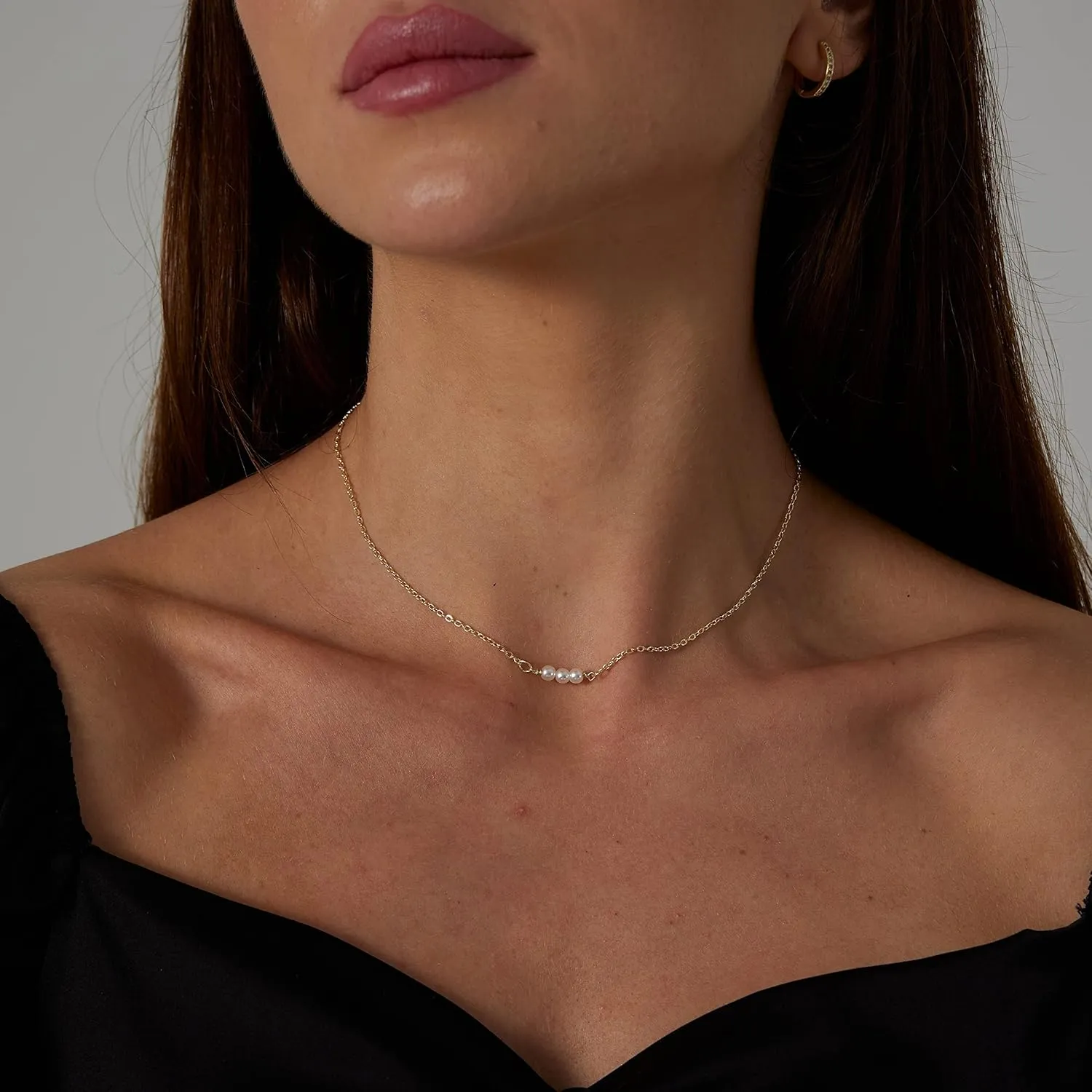Pearl Necklace for Women 14K Gold Plated Handmade Freshwater Pearl Pendant Necklaces Everyday Jewelry