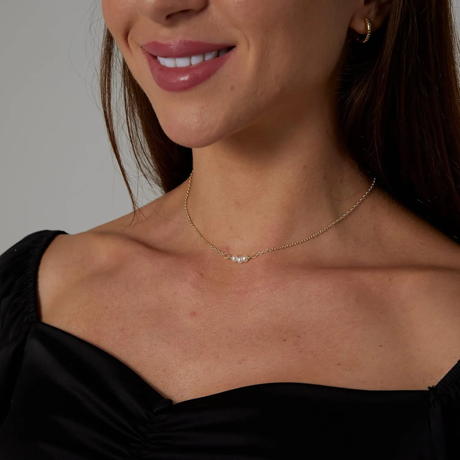 Pearl Necklace for Women 14K Gold Plated Handmade Freshwater Pearl Pendant Necklaces Everyday Jewelry