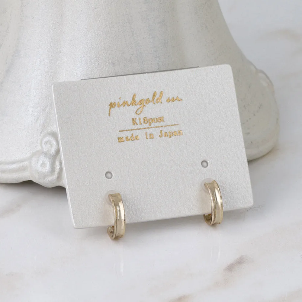 Pink Gold Tone Grooved Hoop Earrings