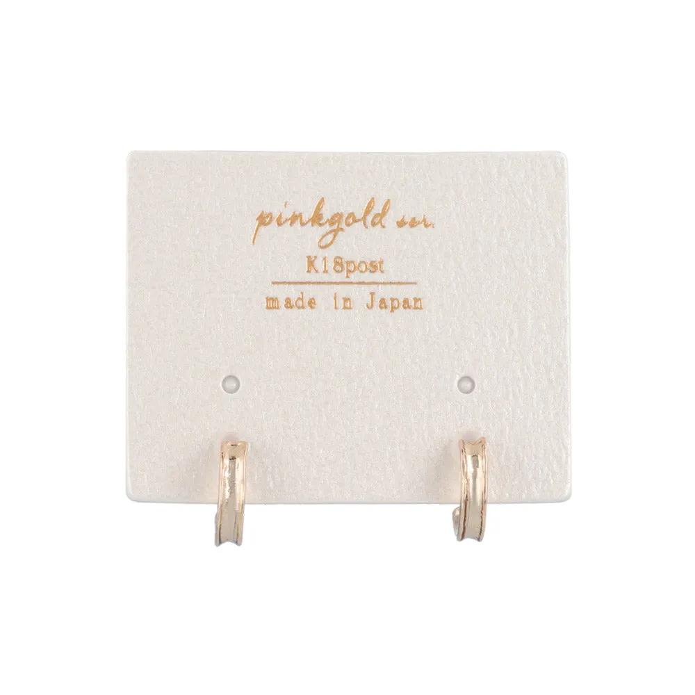 Pink Gold Tone Grooved Hoop Earrings