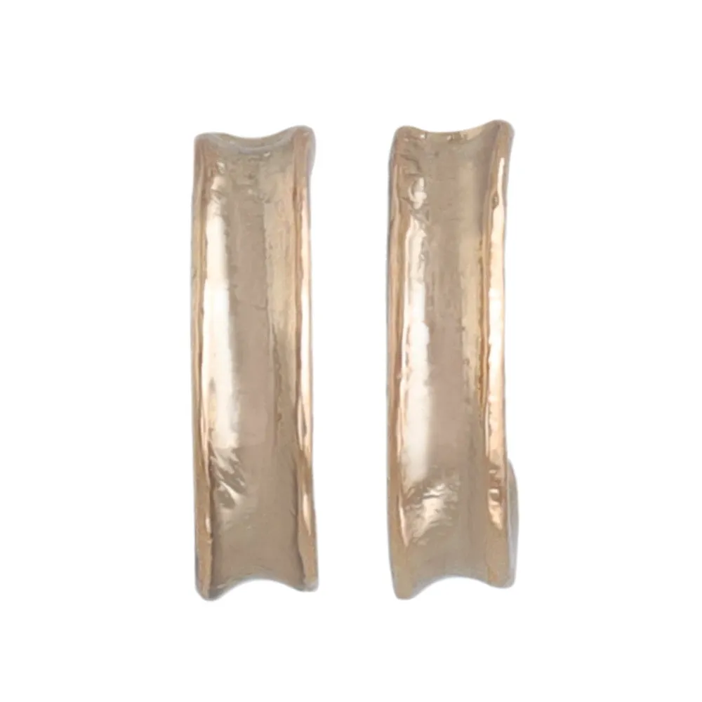 Pink Gold Tone Grooved Hoop Earrings