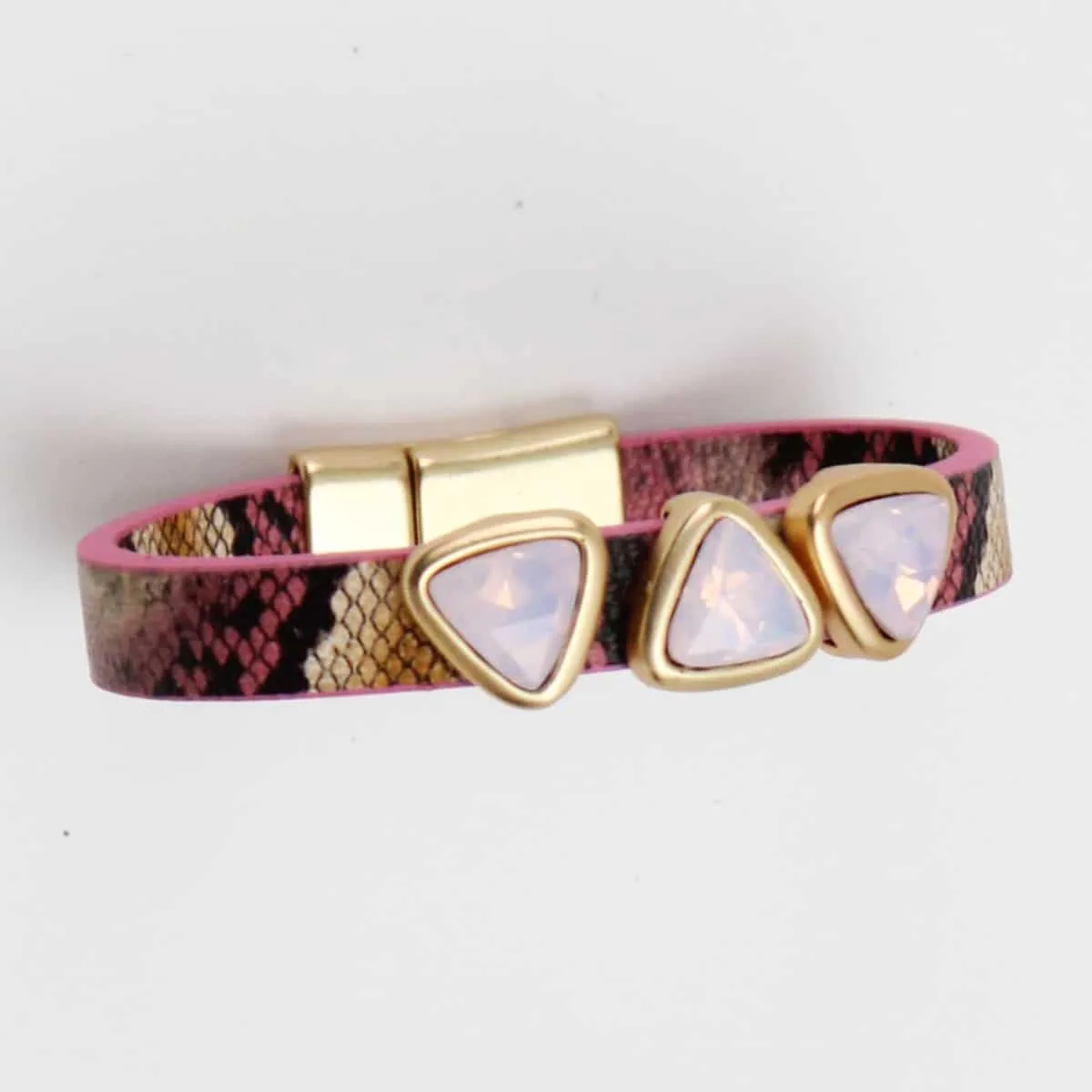 Pink Triangle Leather Bracelet by Sylca