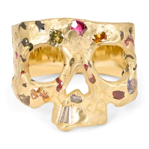 Rainbow Confetti Skull Ring - Size 7.5 - 11856