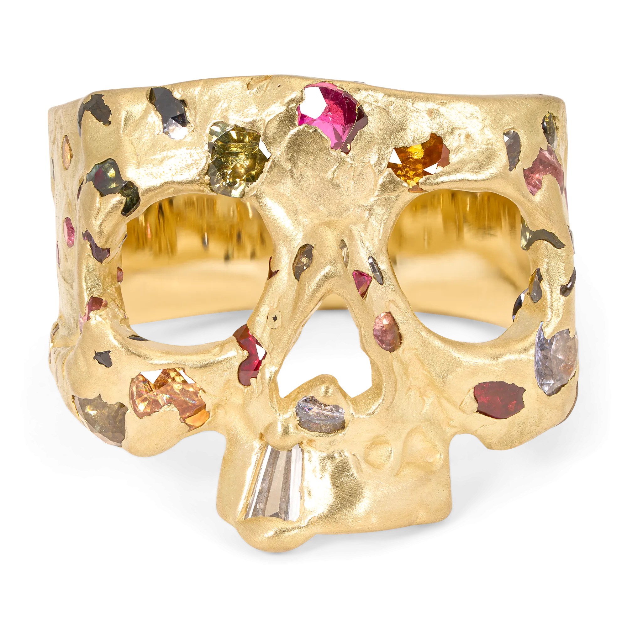 Rainbow Confetti Skull Ring - Size 7.5 - 11856