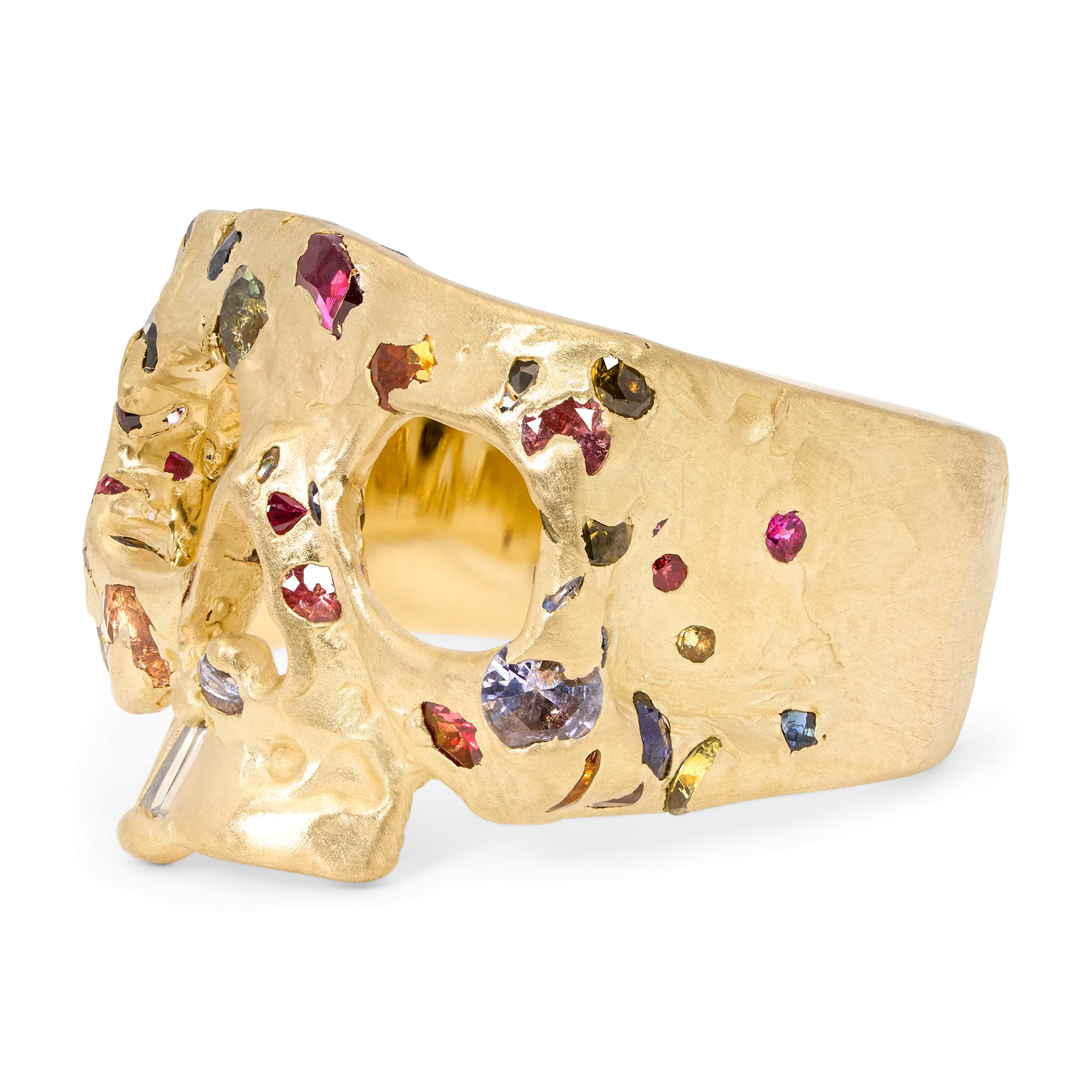Rainbow Confetti Skull Ring - Size 7.5 - 11856