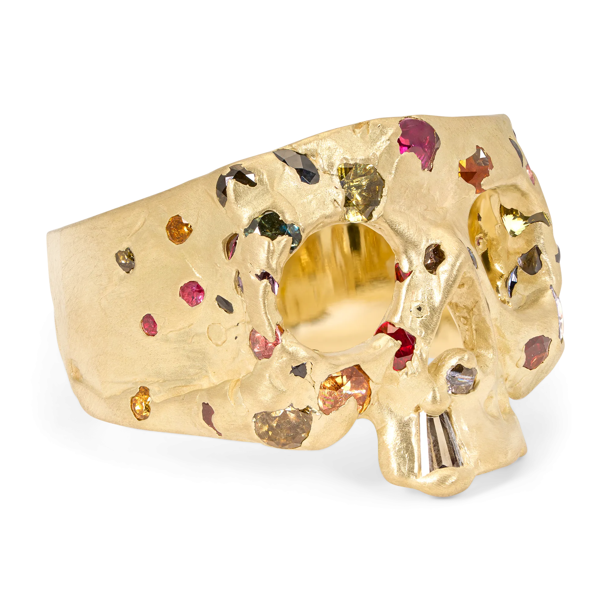 Rainbow Confetti Skull Ring - Size 7.5 - 11856