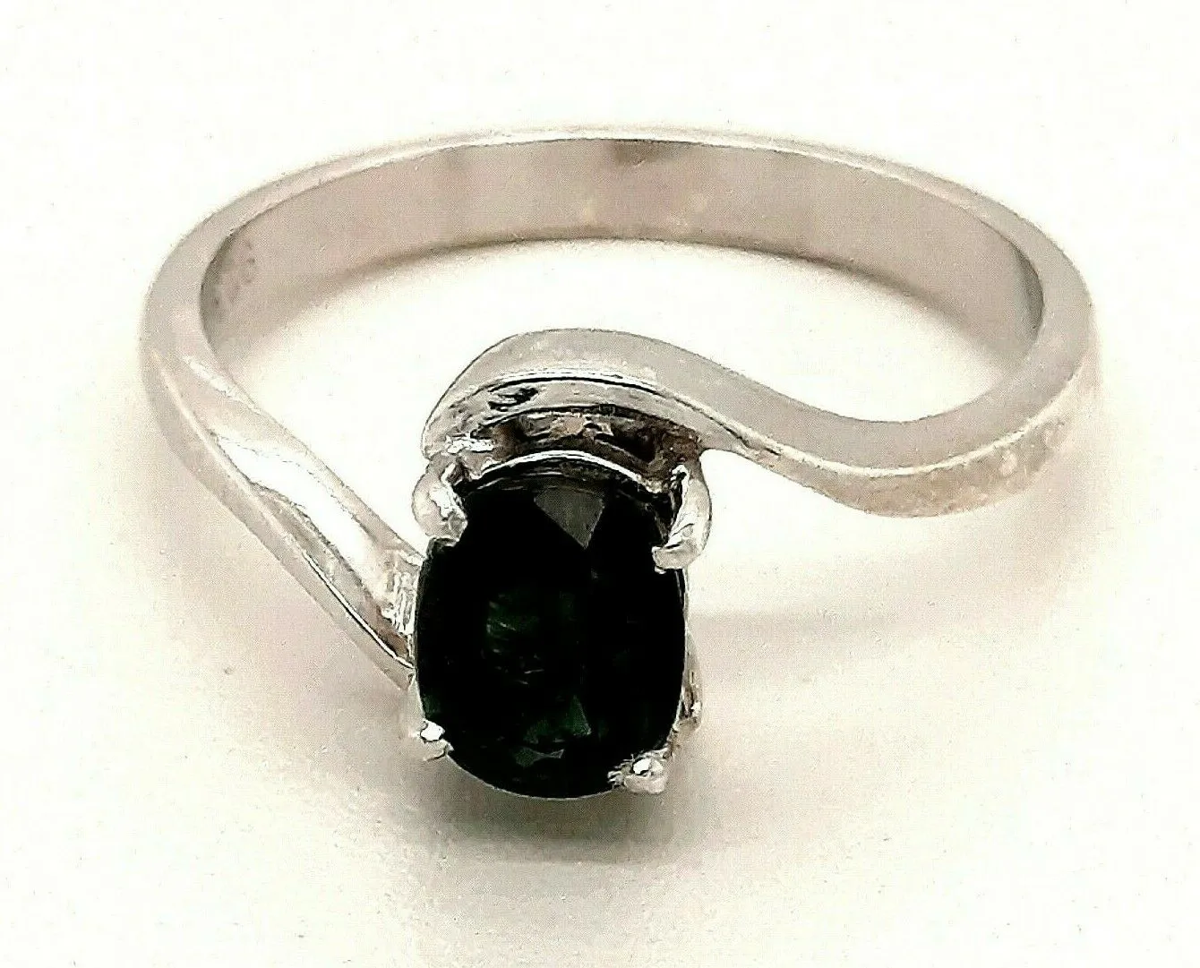 Sapphire & 925 Sterling Silver Ring Cross Over Style Band Fine Jewellery Size O