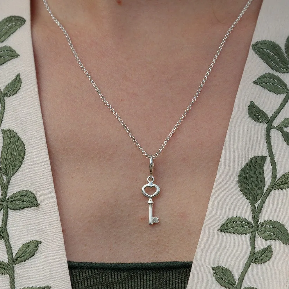 Silver Key Charm