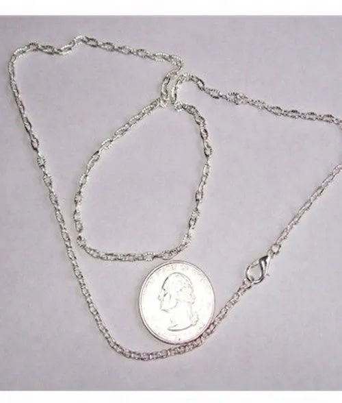 Silver Textured 20 inch Necklace Cable Chain 4x2.5mm 500x