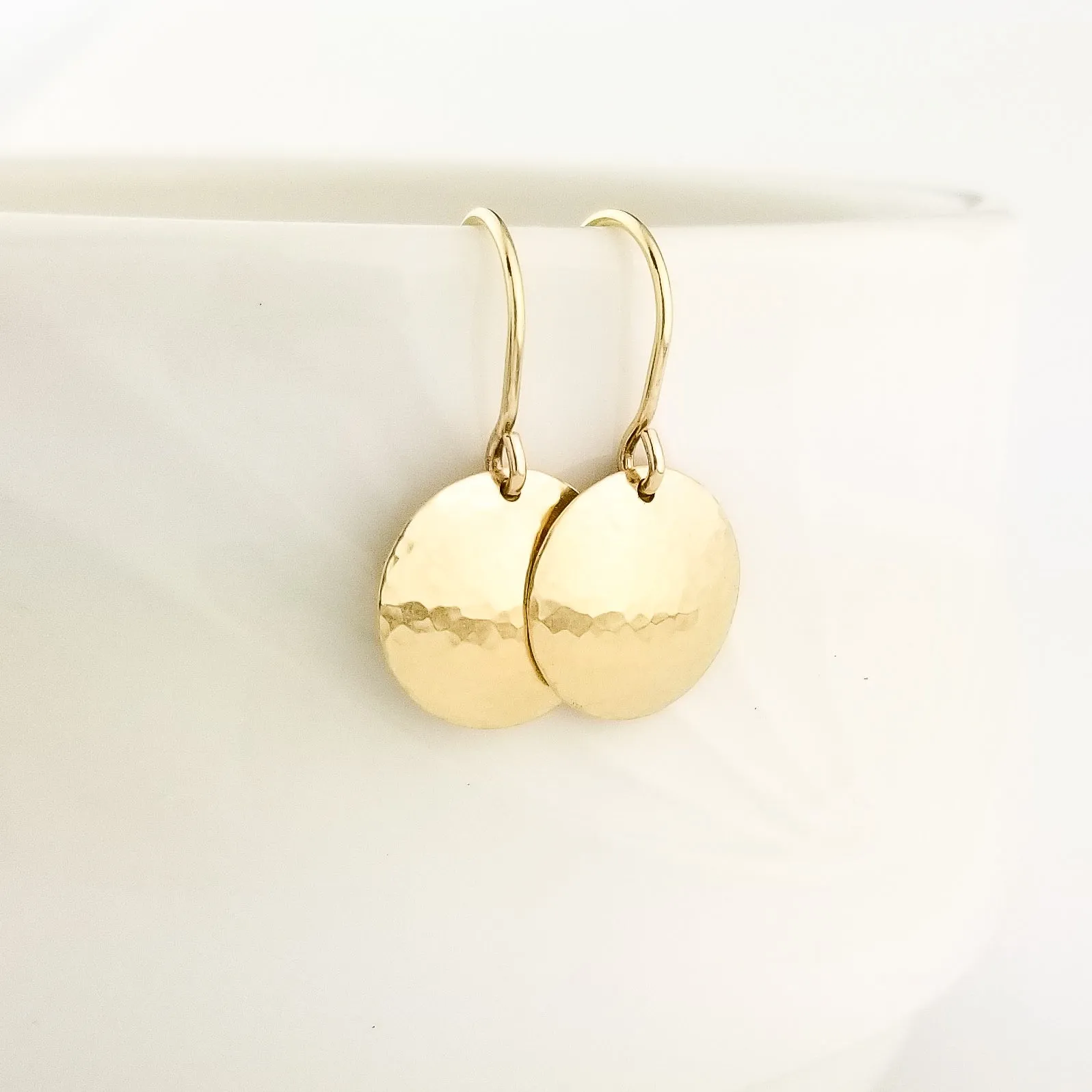 Solid 14k Gold Domed Disc Earrings