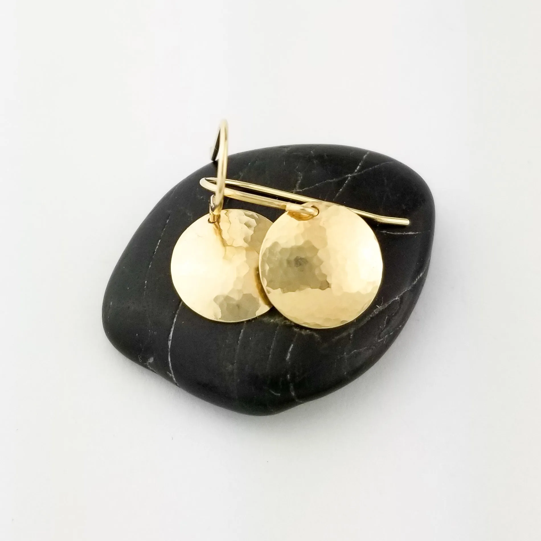 Solid 14k Gold Domed Disc Earrings
