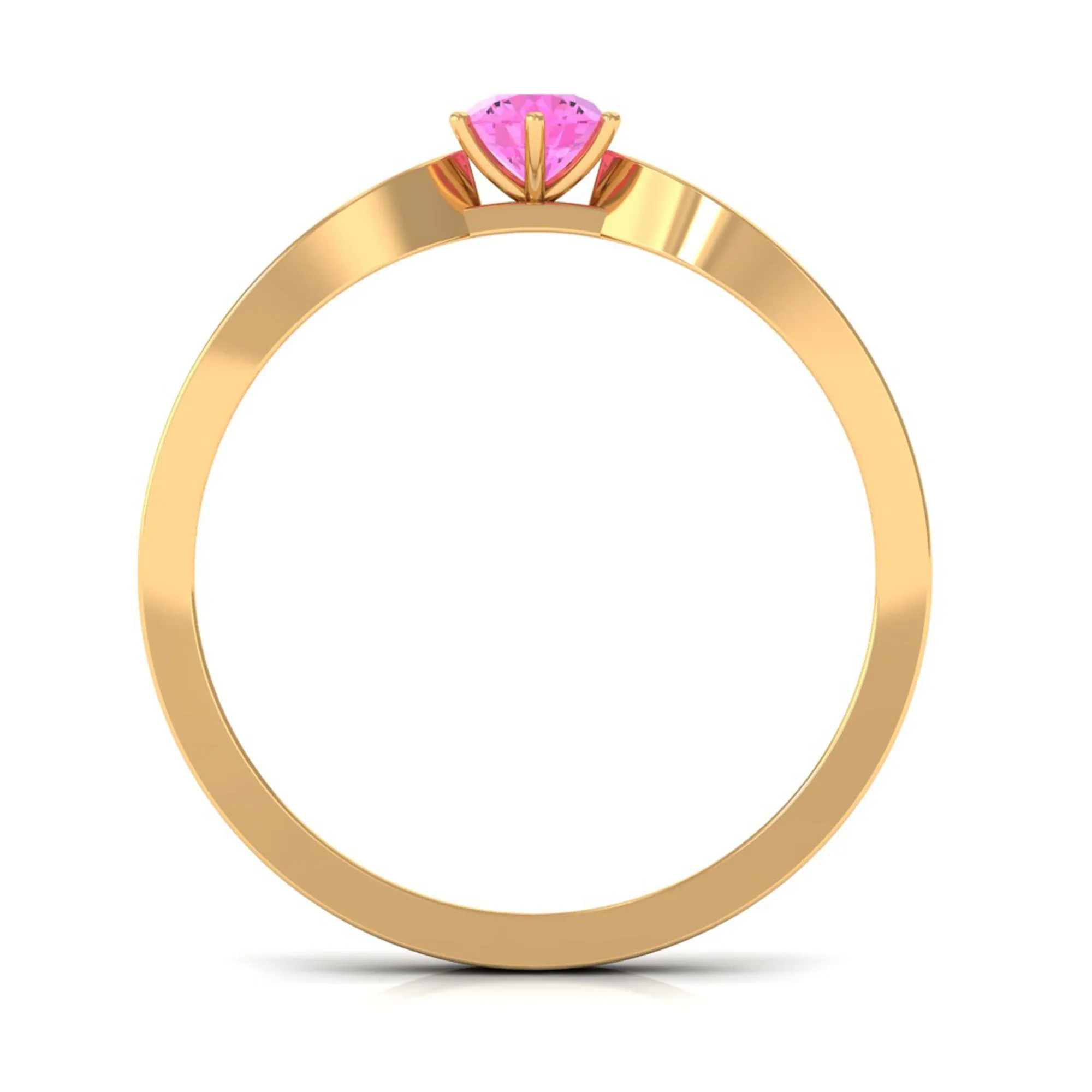 Solitaire Pink Sapphire and Diamond Engagement Ring