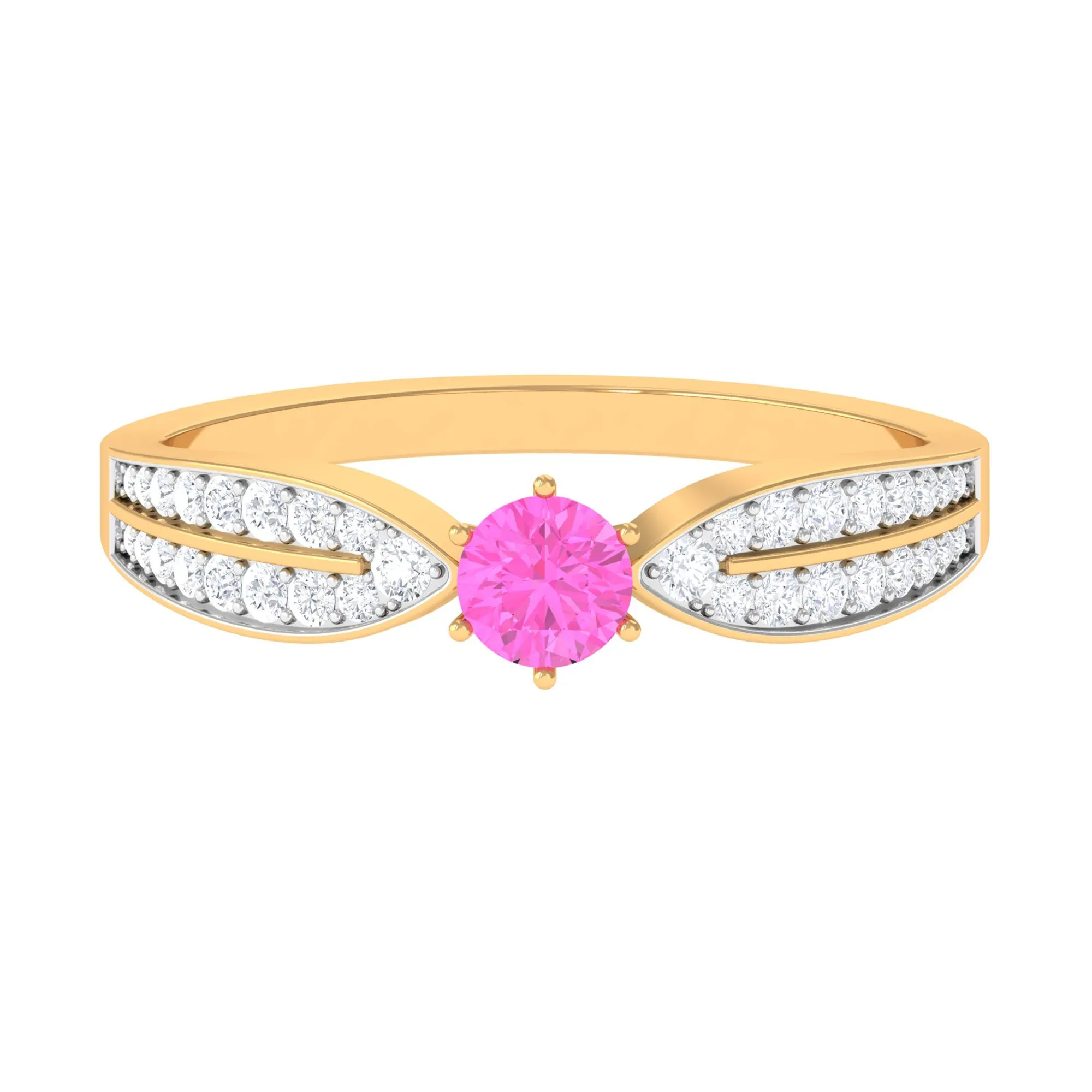 Solitaire Pink Sapphire and Diamond Engagement Ring
