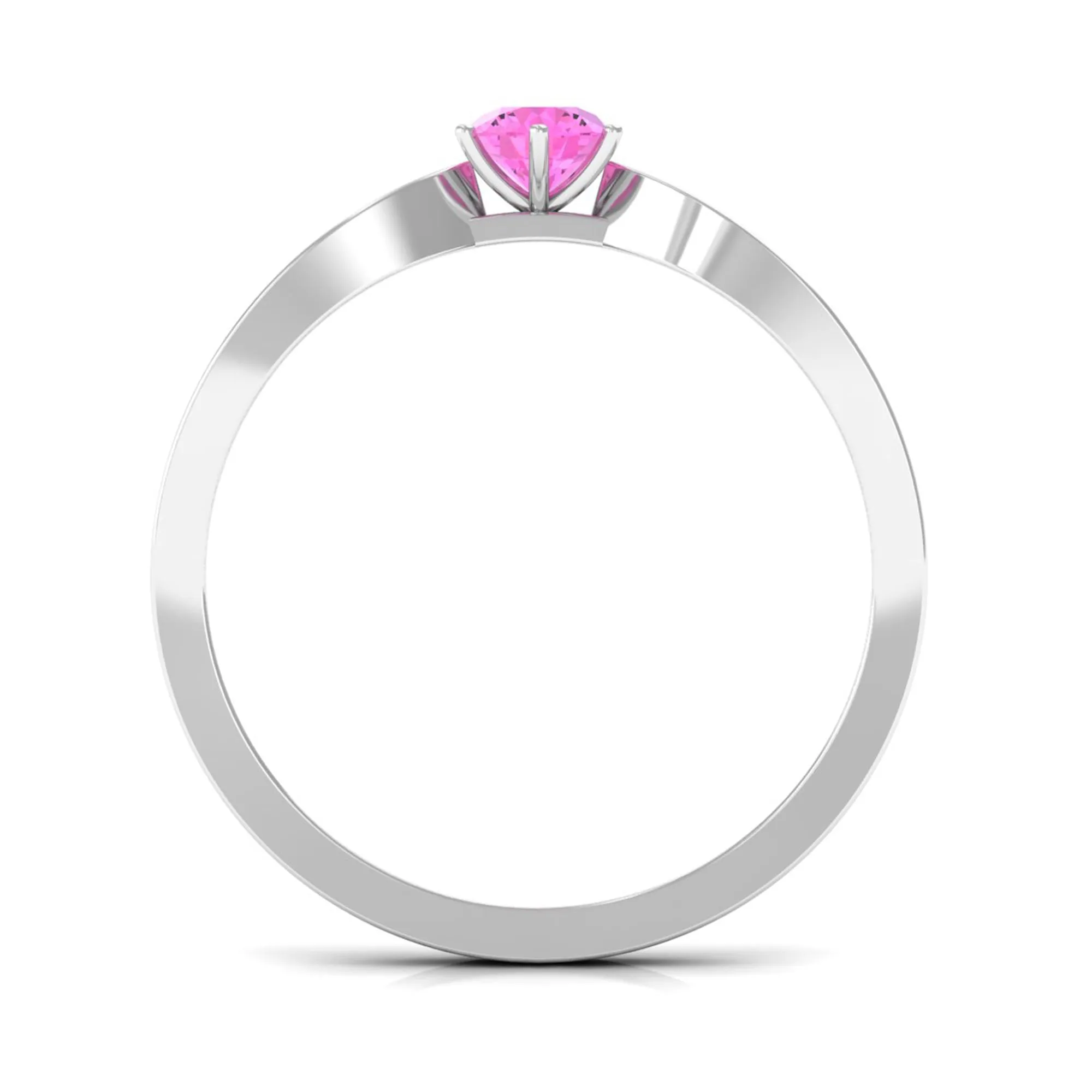 Solitaire Pink Sapphire and Diamond Engagement Ring