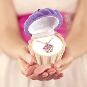 Sparkling Cupcake Pendant Necklace For a Sweet Girl! Gift Boxed!
