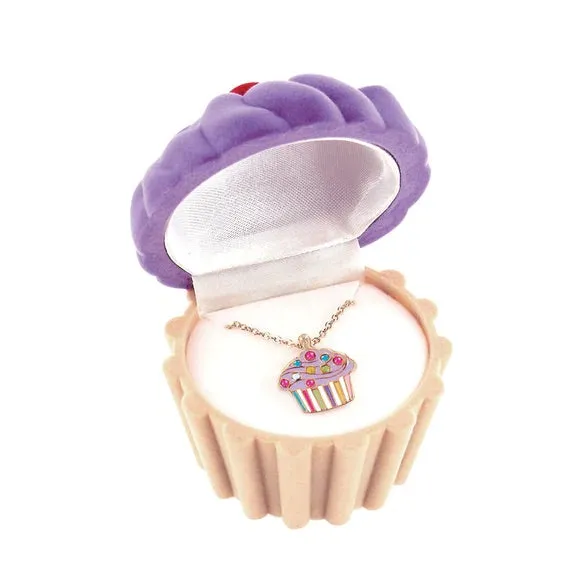 Sparkling Cupcake Pendant Necklace For a Sweet Girl! Gift Boxed!
