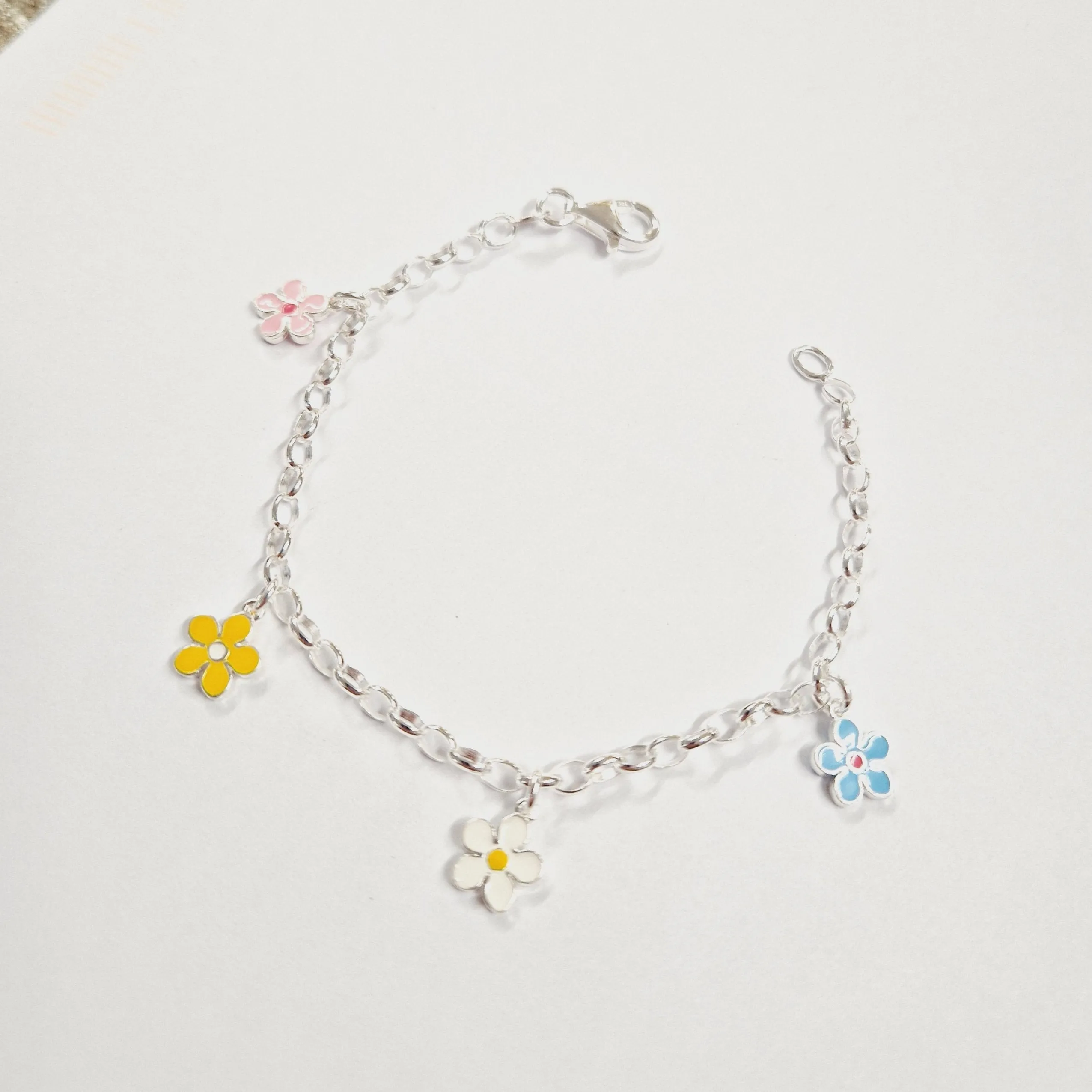 Spring Daisies Sterling Silver Chain Bracelet