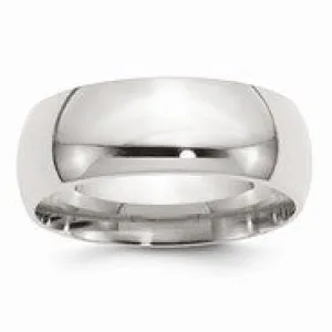 Sterling Silver 8mm Comfort Fit Wedding Band Ring