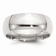 Sterling Silver 8mm Comfort Fit Wedding Band Ring