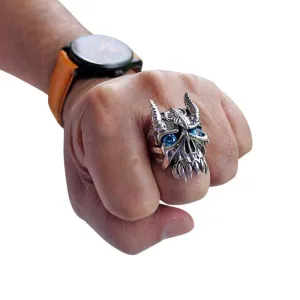 Sterling Silver Bison Horn Skull Devil Ring Sterling Silver Bison Horn Skull Devil Ring