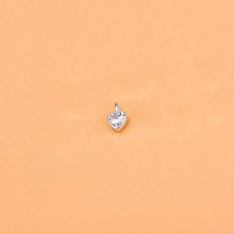 Sterling Silver Color Zircon Heart Charm Pendant