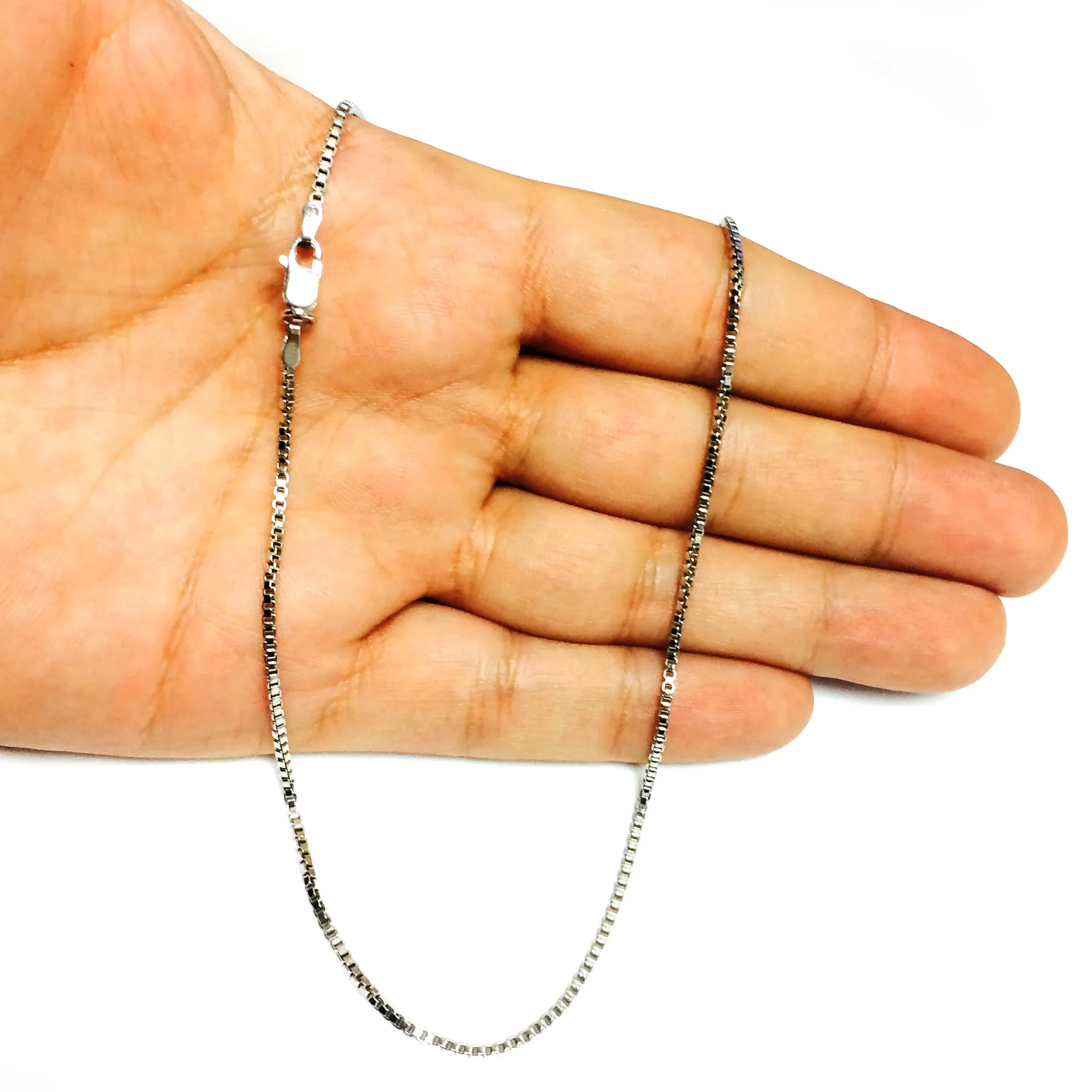 Sterling Silver Rhodium Plated Box Chain Necklace, 1,5mm