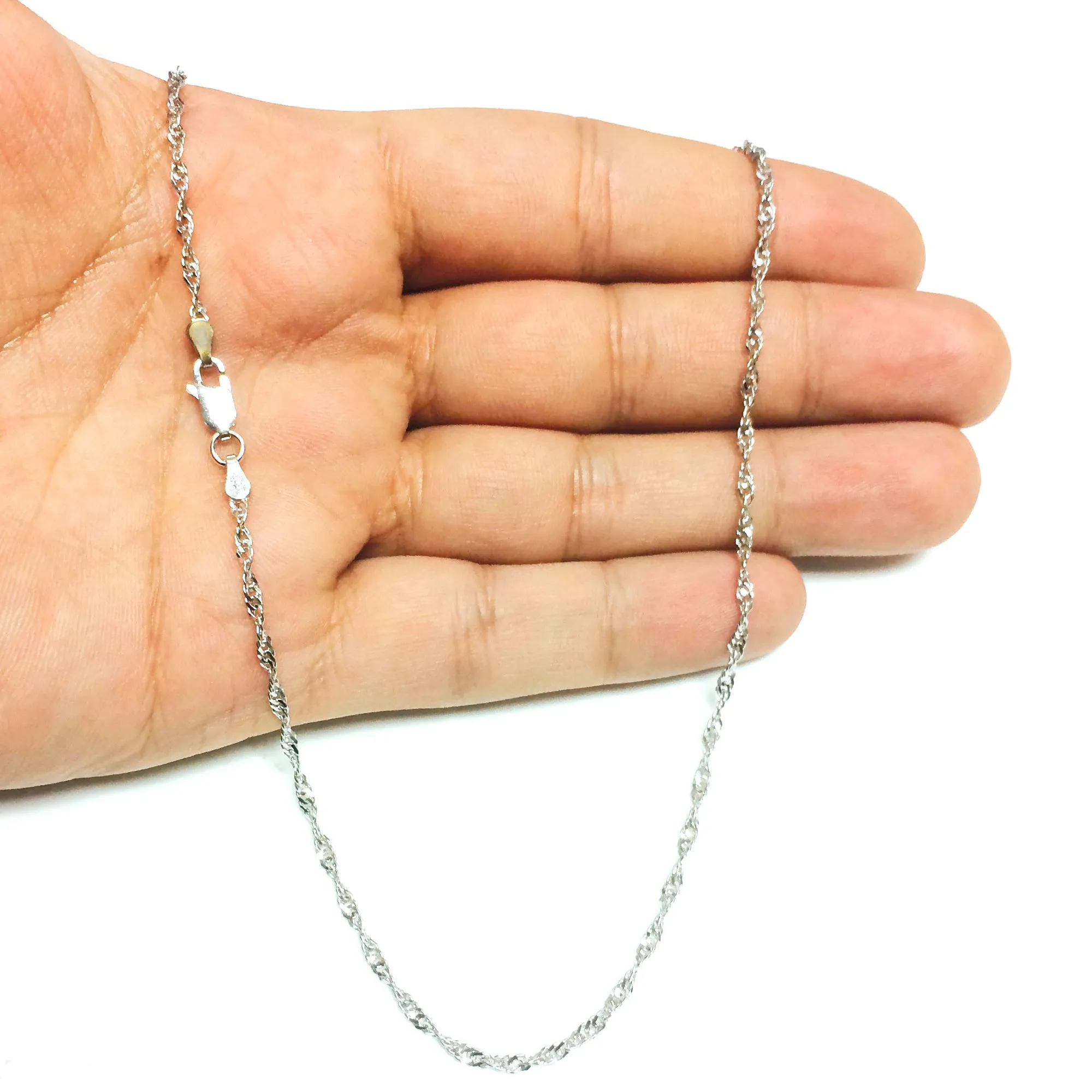 Sterling Silver Rhodium Plated Singapore Chain Necklace, 2.8mm