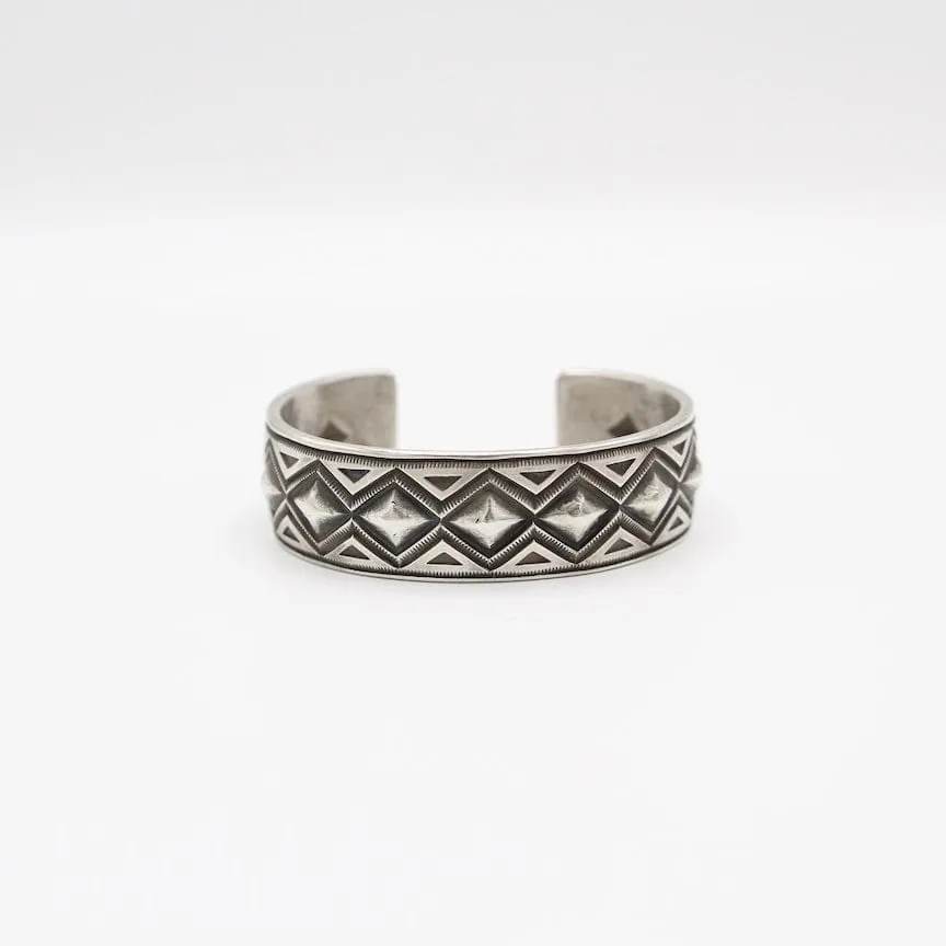 Sterling Silver Stamped Diamond Cuff by Calvin Martinez