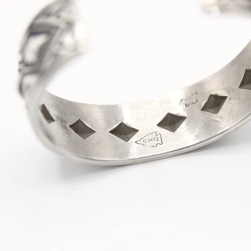 Sterling Silver Stamped Diamond Cuff by Calvin Martinez