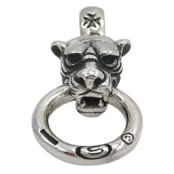 Sterling Silver Tiger Head Mens Pendants