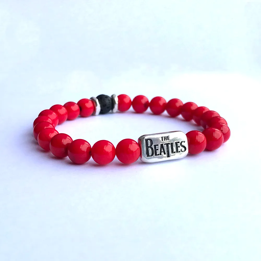 The Beatles- Sterling silver and Red Coral Beaded Bracelet- Women's