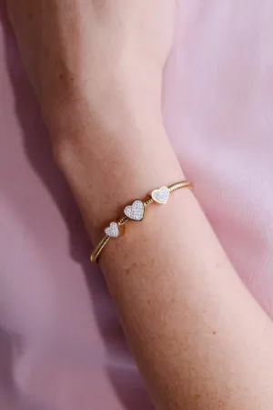 Trio Crystal Heart Pendant Bracelet