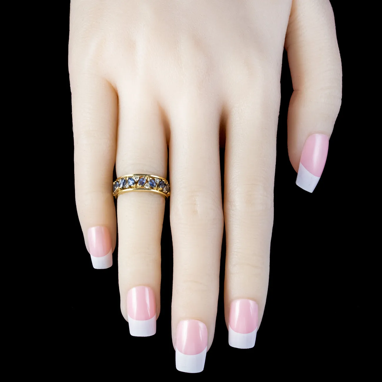 Vintage Sapphire Diamond Eternity Ring 0.84ct Sapphire