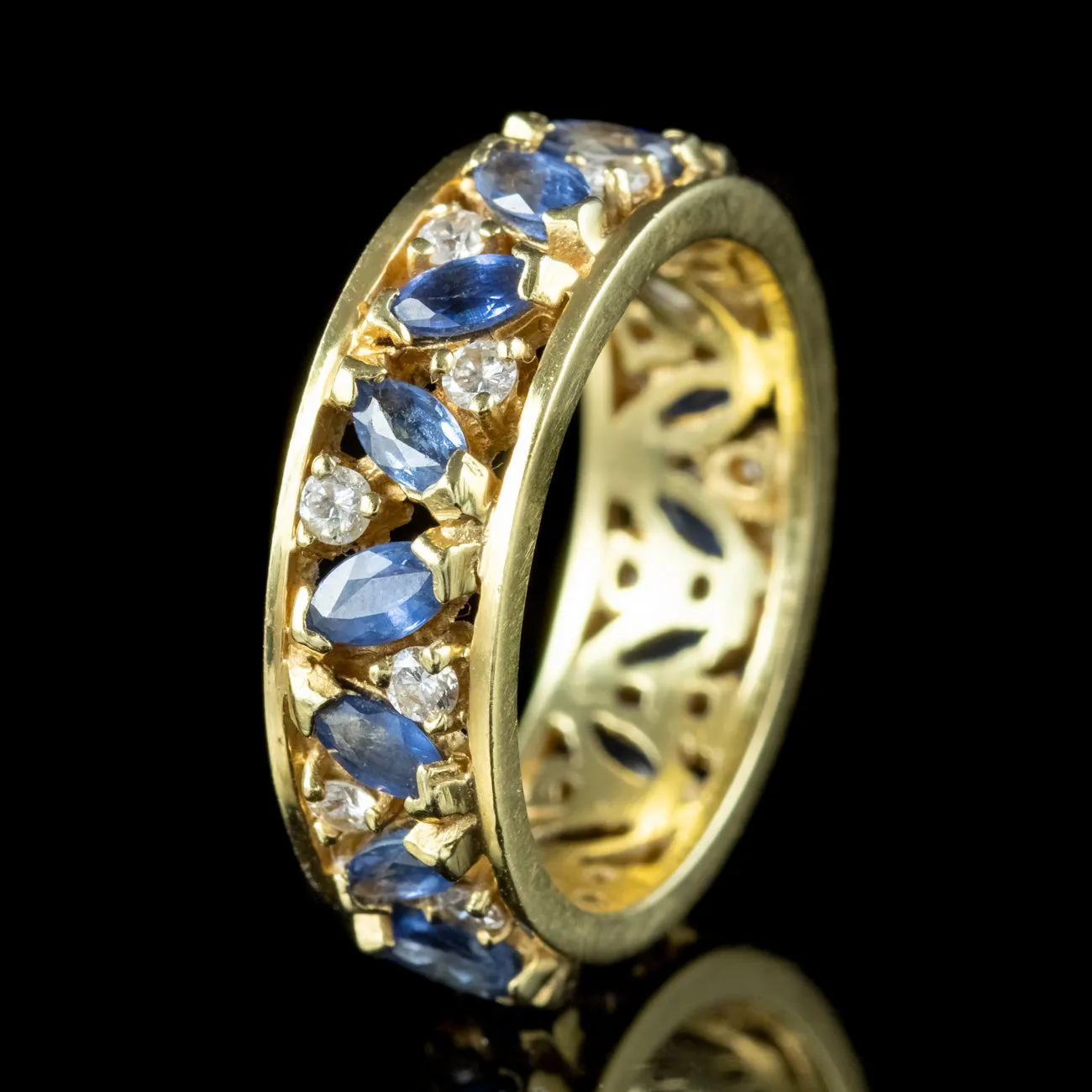 Vintage Sapphire Diamond Eternity Ring 0.84ct Sapphire