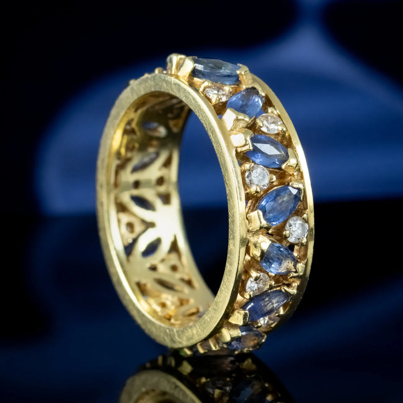 Vintage Sapphire Diamond Eternity Ring 0.84ct Sapphire