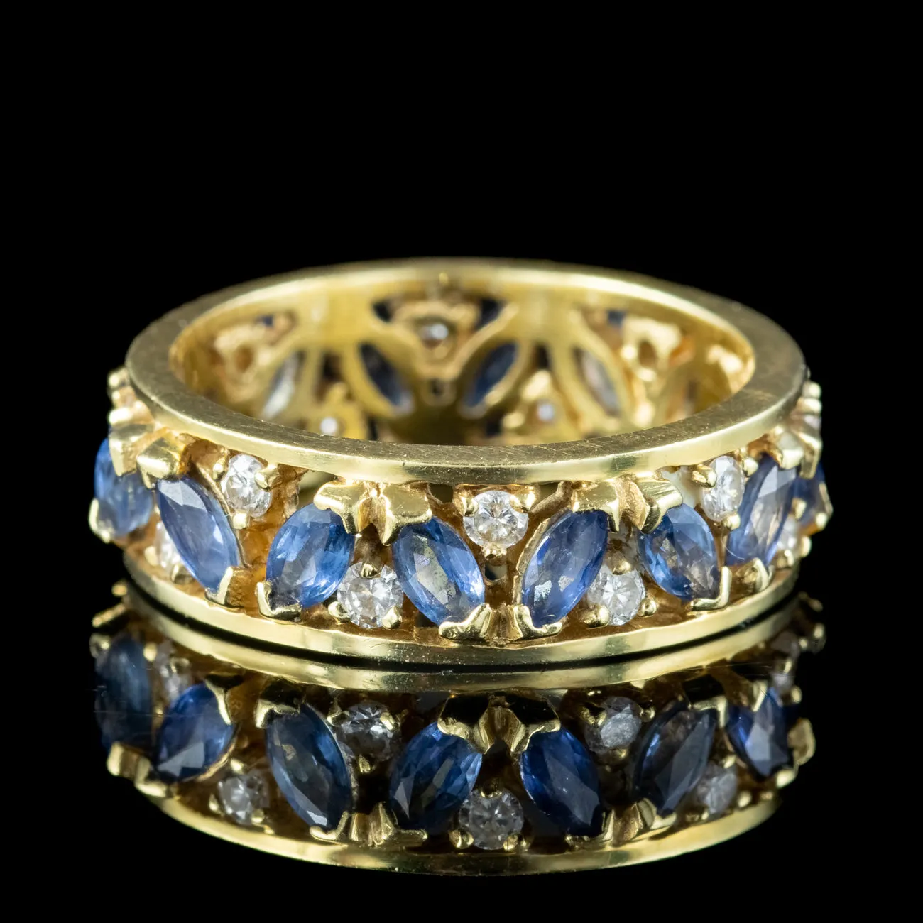 Vintage Sapphire Diamond Eternity Ring 0.84ct Sapphire
