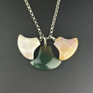 Vintage Three Stone Scottish Agate Silver Necklace