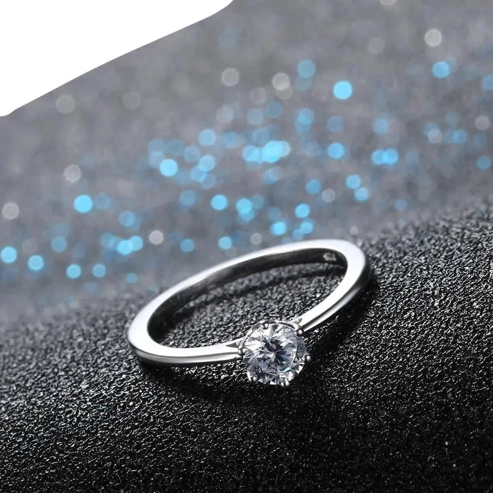 White Gold Plated Silver Solitaire Moissanite Ring 0.5ct