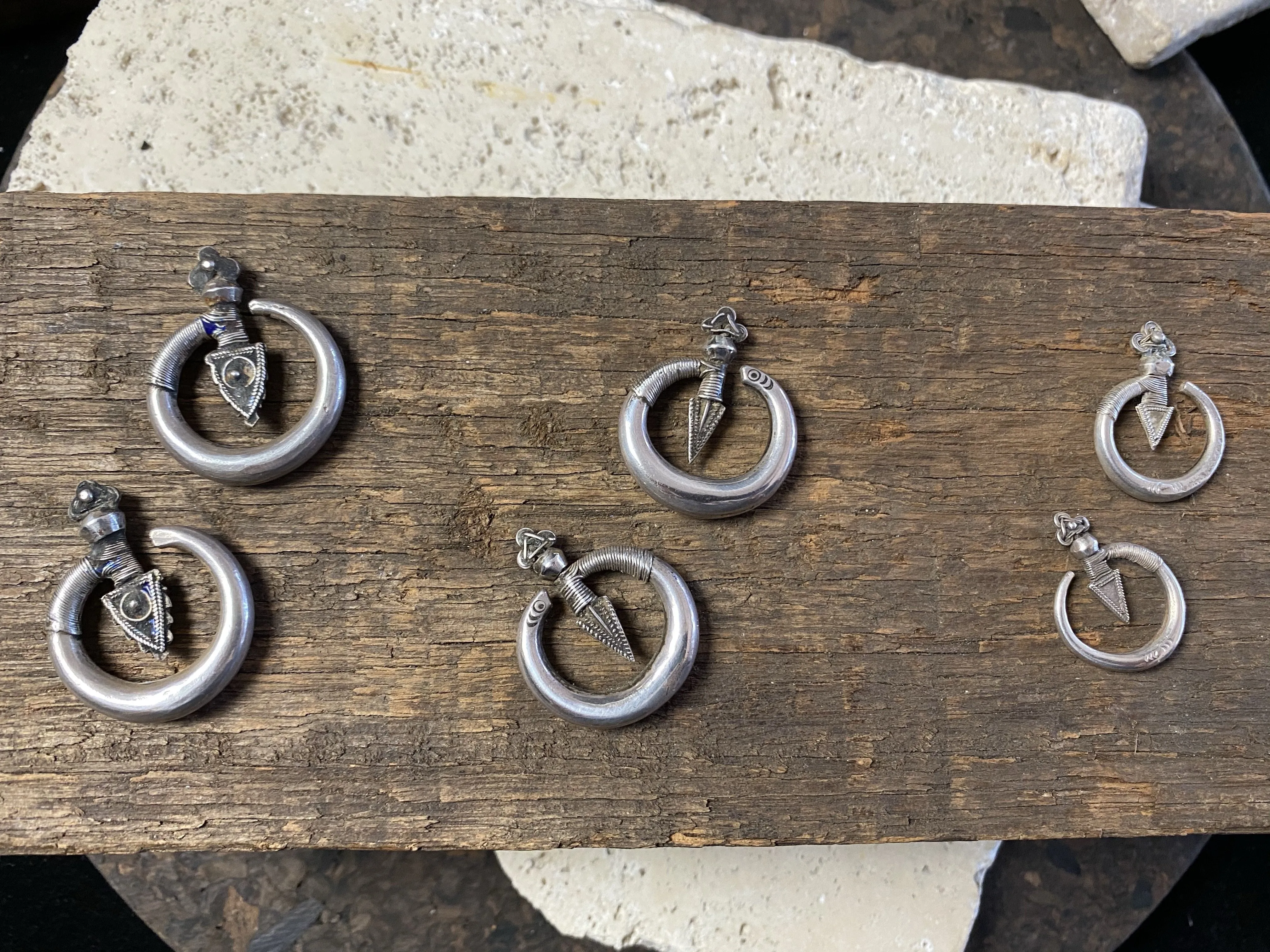 Yao Bent Arrow Tribal Silver Earrings
