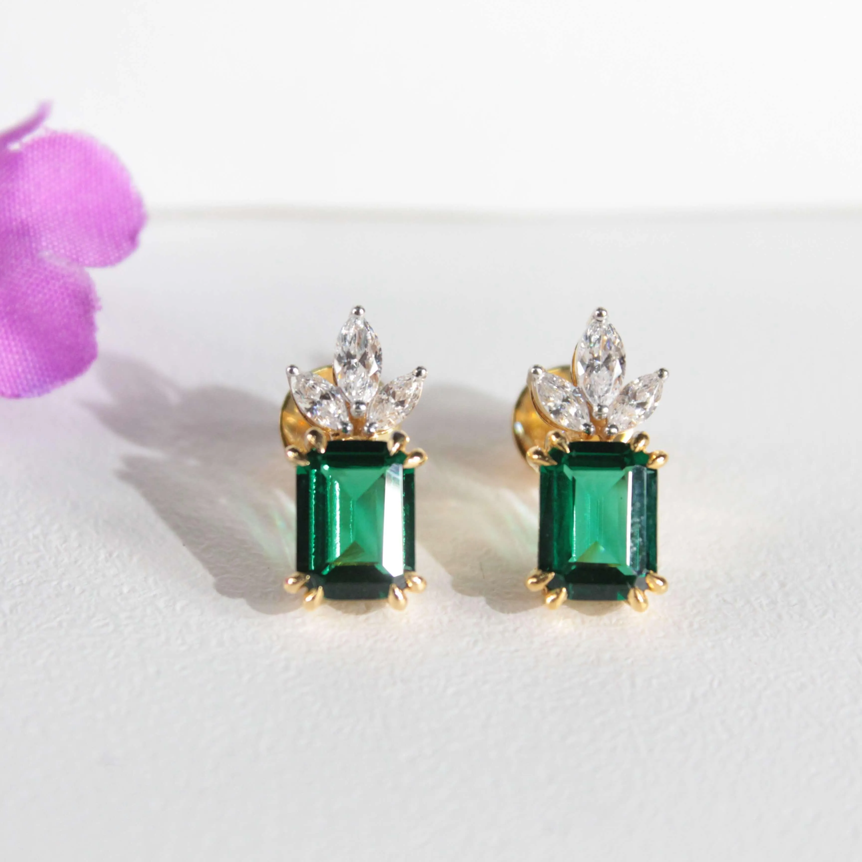 Zoha Silver Stud Earrings | 22KT Gold Vermeil